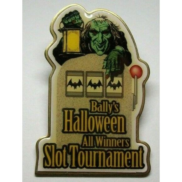 Atlantic City Halloween Badge Bally's Casino Pinback Enamel Green Face Zombie - Picture 4 of 6